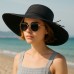 Straw Big Rim Hat - w/ Multi-String Bow - Black - HT-SHA50203BK